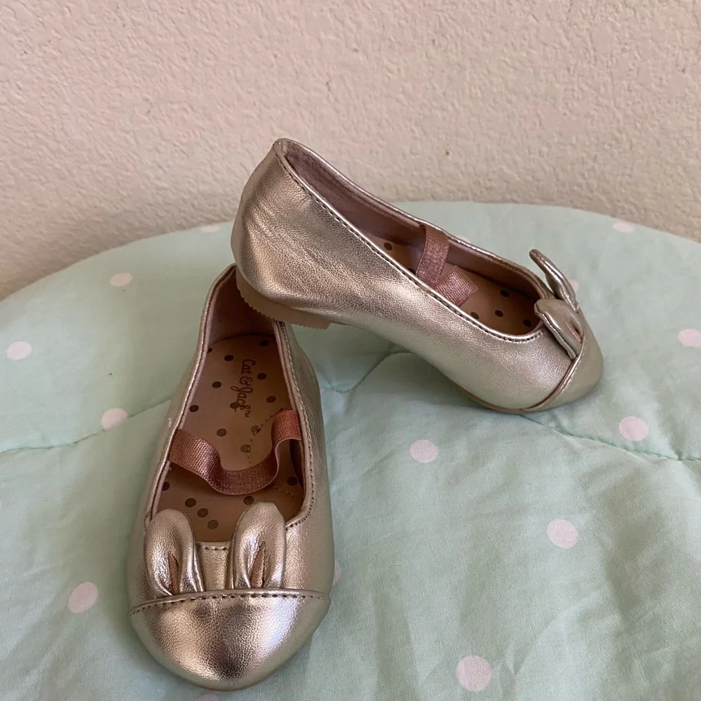 Toddler Baby Cat & Jack Girls Gold Bun Dress Shoes Size 5